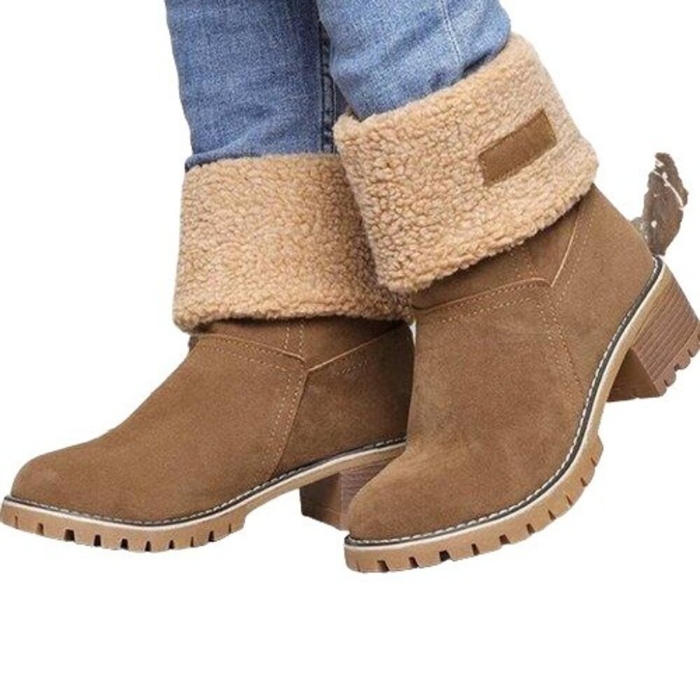 ROSY - Camel Plush-Lined Fold-Over Winter Boot - Picture 3 of 7